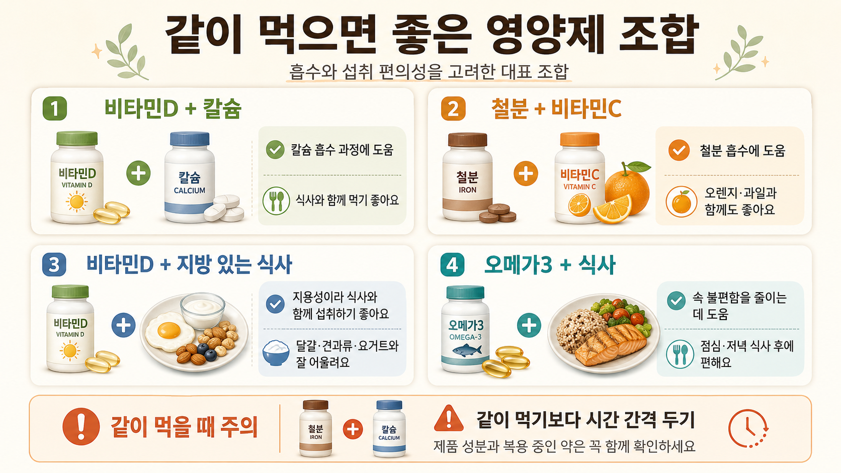 영양제 그냥 한 번에 드시나요? 먹는 시간과 조합에 따라 달라집니다