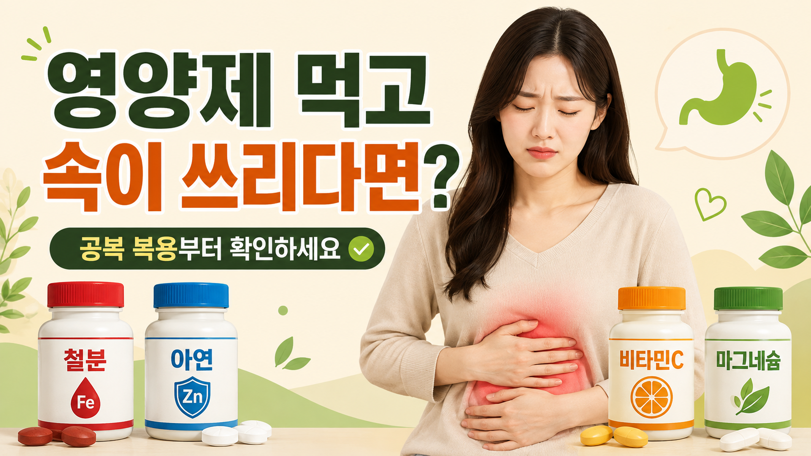 영양제 먹고 속이 쓰리다면? 공복에 피해야 할 영양제와 먹는 방법