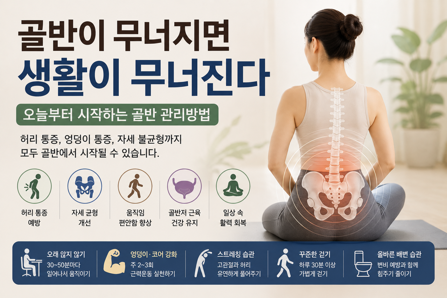 골반이 무너지면 생활도 불편해진다? 일상에서 지키는 골반 관리방법
