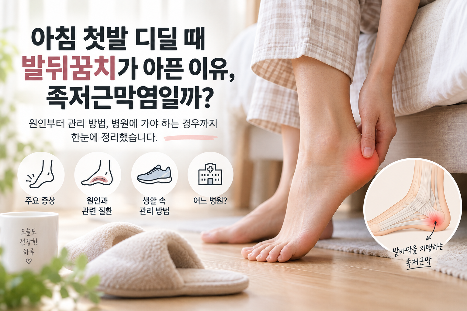 아침 첫발 디딜 때 발뒤꿈치가 아픈 이유, 족저근막염일까?
