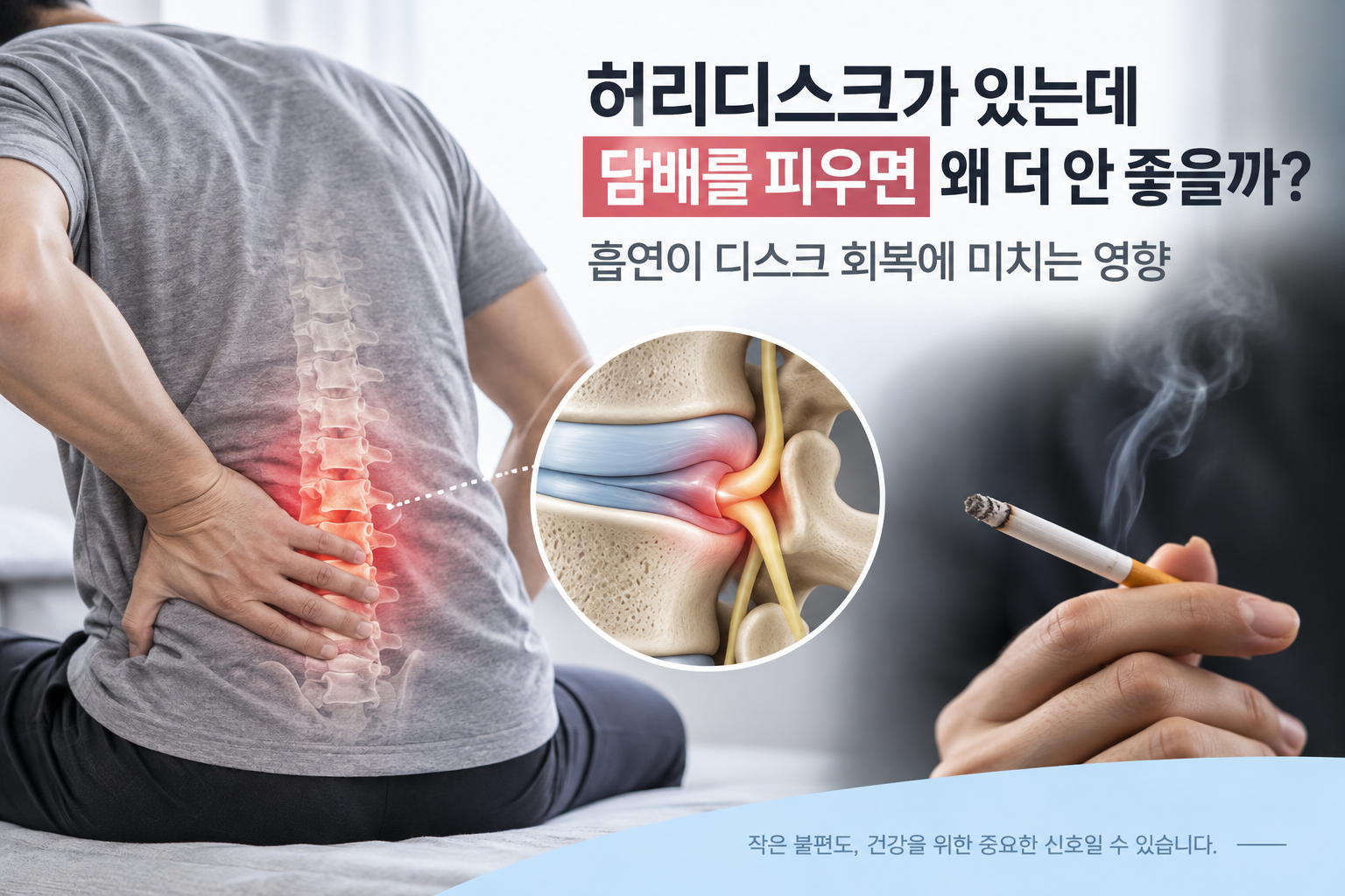 허리디스크가 있는데 담배를 피우면 왜 더 안 좋을까? 흡연이 디스크 회복에 미치는 영향